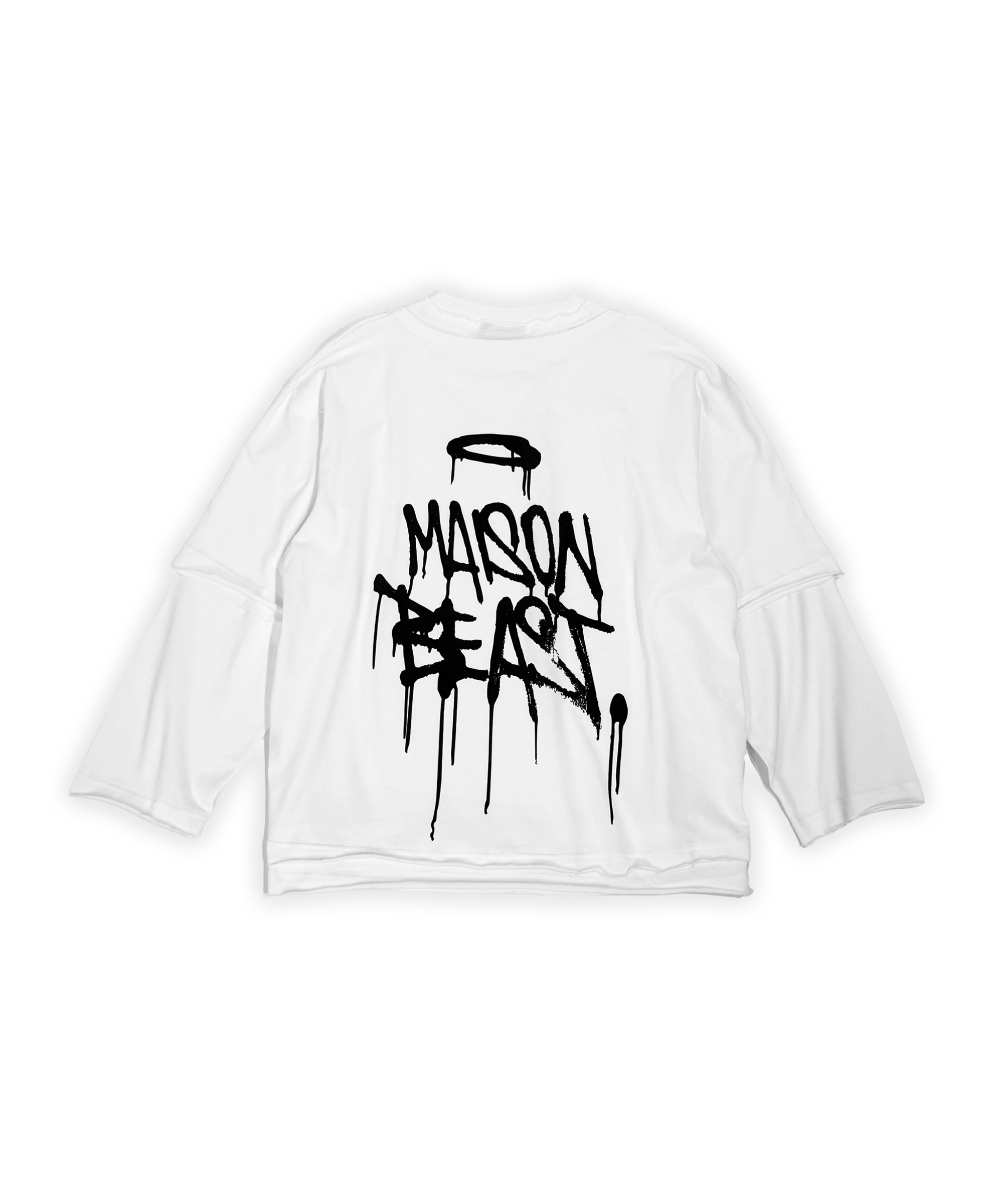 DOUBLE-LAYERED LS TEE - WHITE – Maison Beast